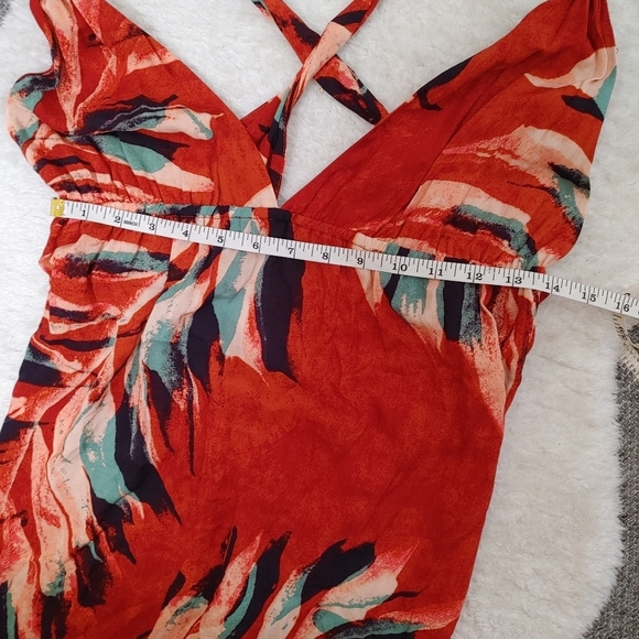 Anthropologie Red and Blue Midi Dress - Picture 12 of 14